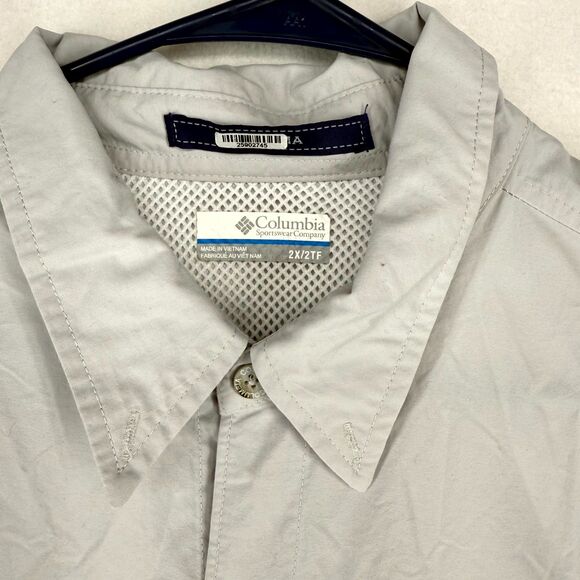 Columbia PFG Fishing Gear Light Gray Short Sleeved Nylon Shirt Mens Size 2X - Picture 2 of 10